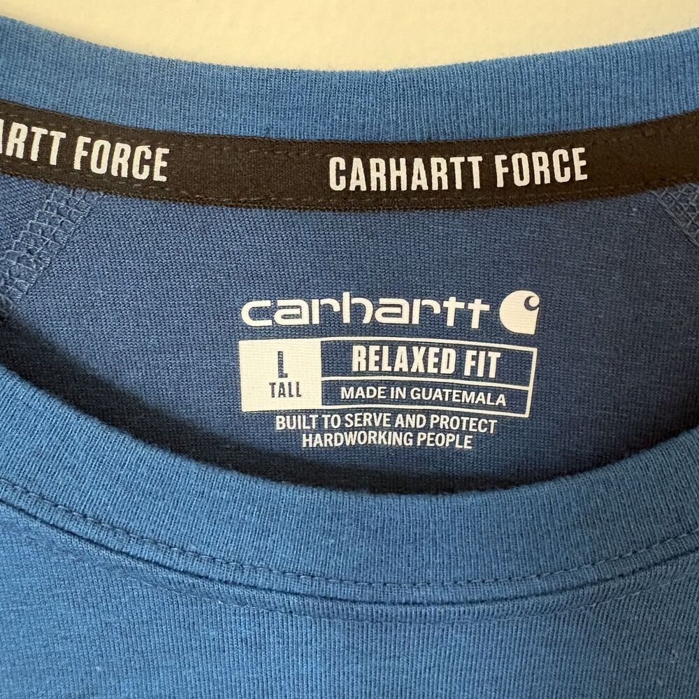 Carhartt Force Relaxed fit Blue Midweight Short Sleeve Men's Tshirt Large Tall - Picture 5 of 7
